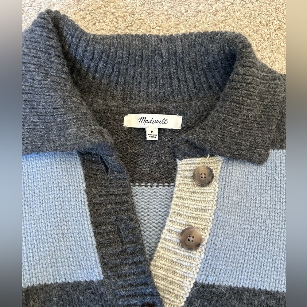 madewell blue and dark grey rugby sweater - Picture 4 of 11